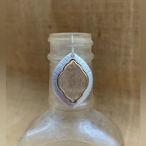 NEW Silver oval earrings with Gold accent quatrefoil cutout